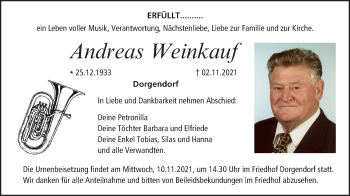 Anzeige von Andreas Weinkauf von MGO