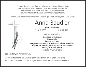 Anzeige von Anna Baudler von MGO