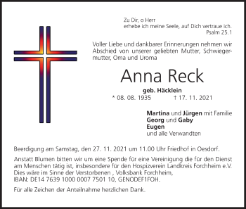 Anzeige von Anna Reck von MGO