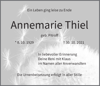 Anzeige von Annemarie Thiel von MGO