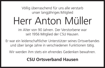 Anzeige von Anton Müller von MGO