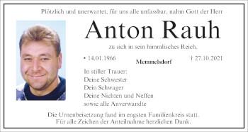 Anzeige von Anton Rauh von MGO
