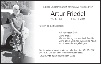 Anzeige von Artur Friedel von MGO