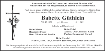 Anzeige von Babette Güthlein von MGO