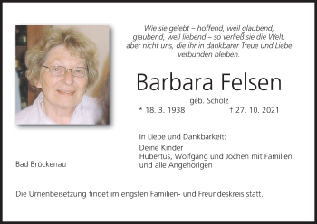 Anzeige von Barbara Felsen von MGO