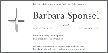 Anzeige von Barbara Sponsel von MGO