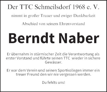 Anzeige von Berndt Naber von MGO