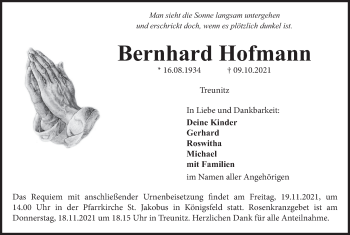 Anzeige von Bernhard Hofmann von MGO