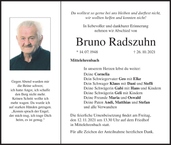 Anzeige von Bruno Radszuhn von MGO