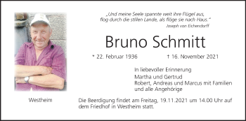 Anzeige von Bruno Schmitt von MGO