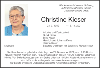 Anzeige von Christine Kieser von MGO