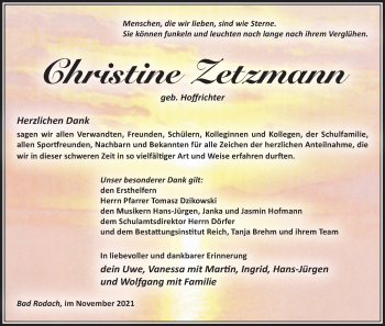 Anzeige von Christine Zetzmann von MGO