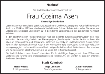 Anzeige von Cosima Asen von MGO
