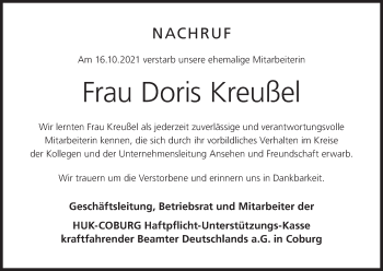 Anzeige von Doris Kreußel von MGO