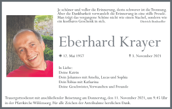 Anzeige von Eberhard Krayer von MGO