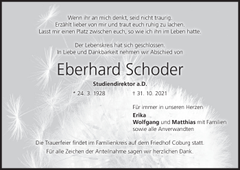 Anzeige von Eberhard Schoder von MGO