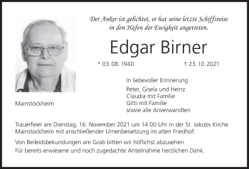 Anzeige von Edgar Birner von MGO