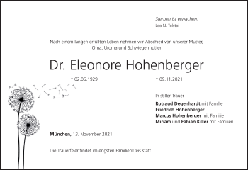 Anzeige von Eleonore Hohenberger von MGO