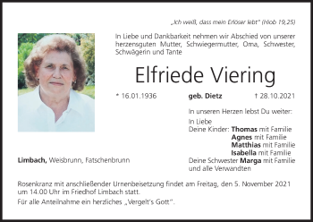 Anzeige von Elfriede Viering von MGO