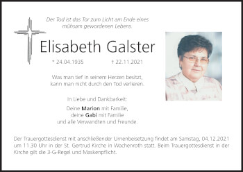 Anzeige von Elisabeth Galster von MGO