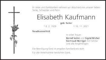 Anzeige von Elisabeth Kaufmann von MGO