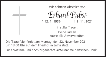Anzeige von Erhard Pabst von MGO