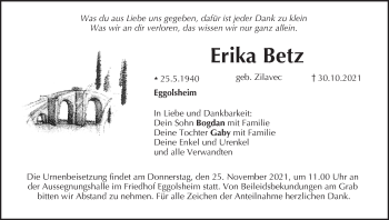 Anzeige von Erika Betz von MGO
