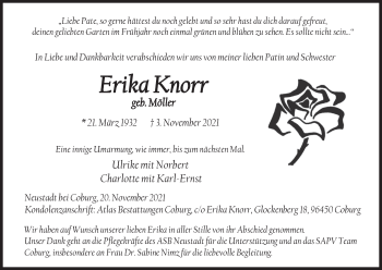 Anzeige von Erika Knorr von MGO