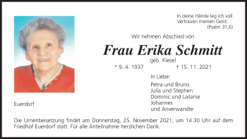 Anzeige von Erika Schmitt von MGO