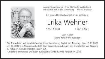 Anzeige von Erika Wehner von MGO