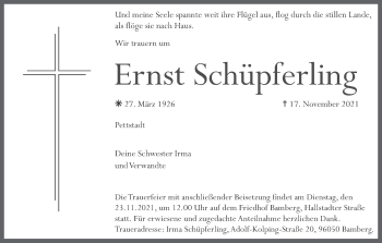Anzeige von Ernst Schüpferling von MGO