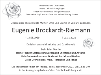 Anzeige von Eugenie Brockardt-Riemann von MGO