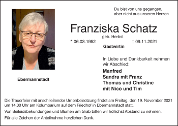 Anzeige von Franziska Schatz von MGO