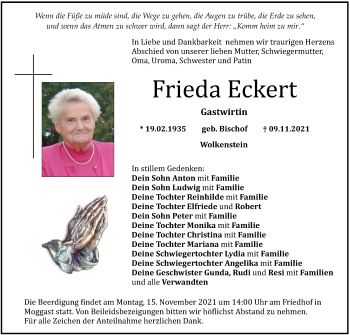 Anzeige von Frieda Eckert von MGO