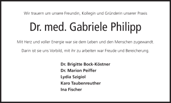 Anzeige von Gabriele Philipp von MGO