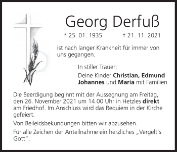 Anzeige von Georg Derfuß von MGO