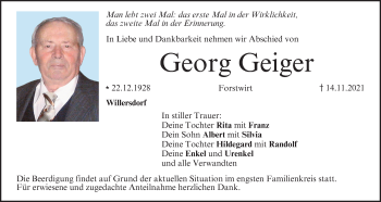 Anzeige von Georg Geiger von MGO