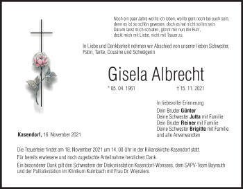 Anzeige von Gisela Albrecht von MGO