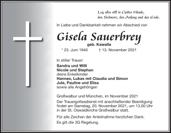 Anzeige von Gisela Sauerbrey von MGO