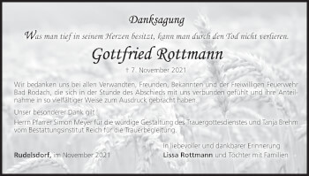 Anzeige von Gottfried Rottmann von MGO