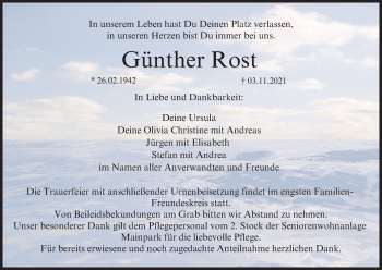 Anzeige von Günther Rost von MGO