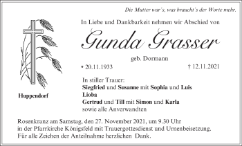 Anzeige von Gunda Grasser von MGO