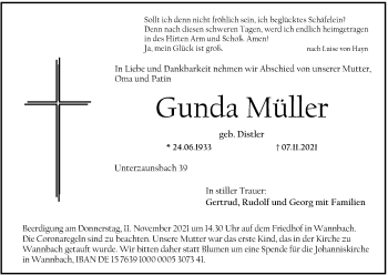 Anzeige von Gunda Müller von MGO
