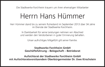 Anzeige von Hans Hümmer von MGO