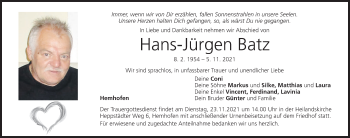 Anzeige von Hans-Jürgen Batz von MGO