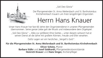 Anzeige von Hans Knauer von MGO