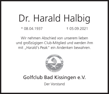 Anzeige von Harald Halbig von MGO
