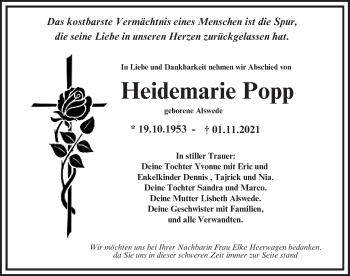 Anzeige von Heidemarie Popp von MGO