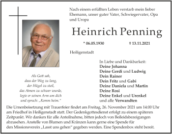 Anzeige von Heinrich Penning von MGO