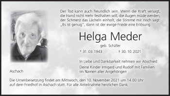 Anzeige von Helga Meder von MGO